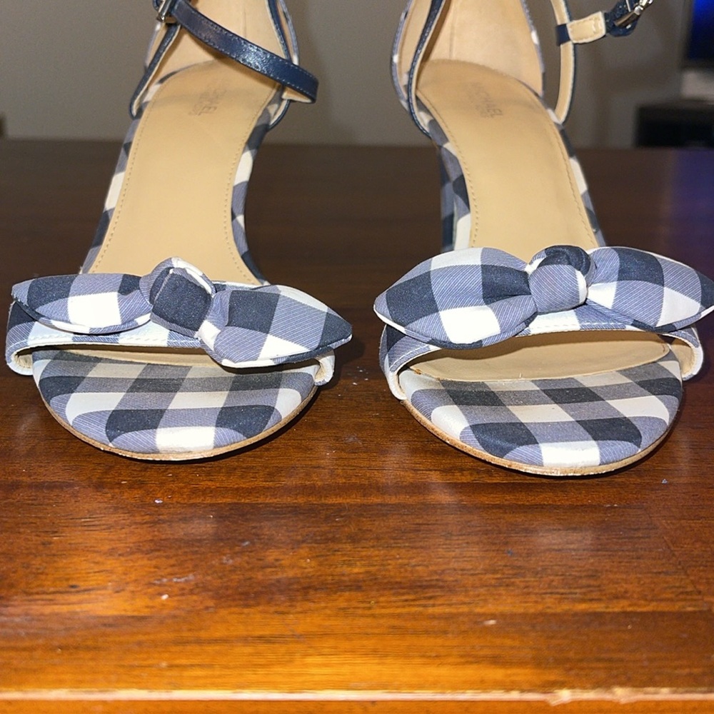 Michael Michael Kors Womens Pippa Leather Open Toe heels. Size 8.5M. Checkered - Picture 7 of 15